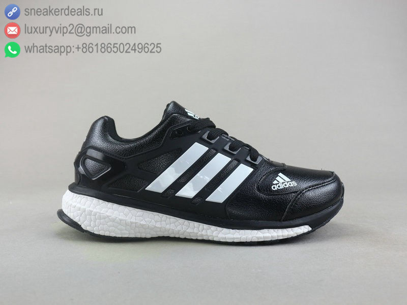 ADIDAS ULTRA BOOST M BLACK WHITE LEATHER MEN RUNNING SHOES